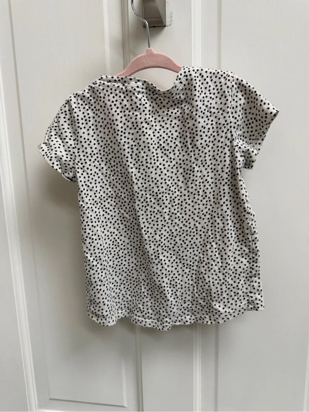 Old Navy Girls 4T White Short Sleeve Tee Black Polka Dog Print Shirt Top Blouse
